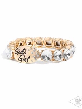 God's Girl Gold-Tone Crystal Stretch Bracelet